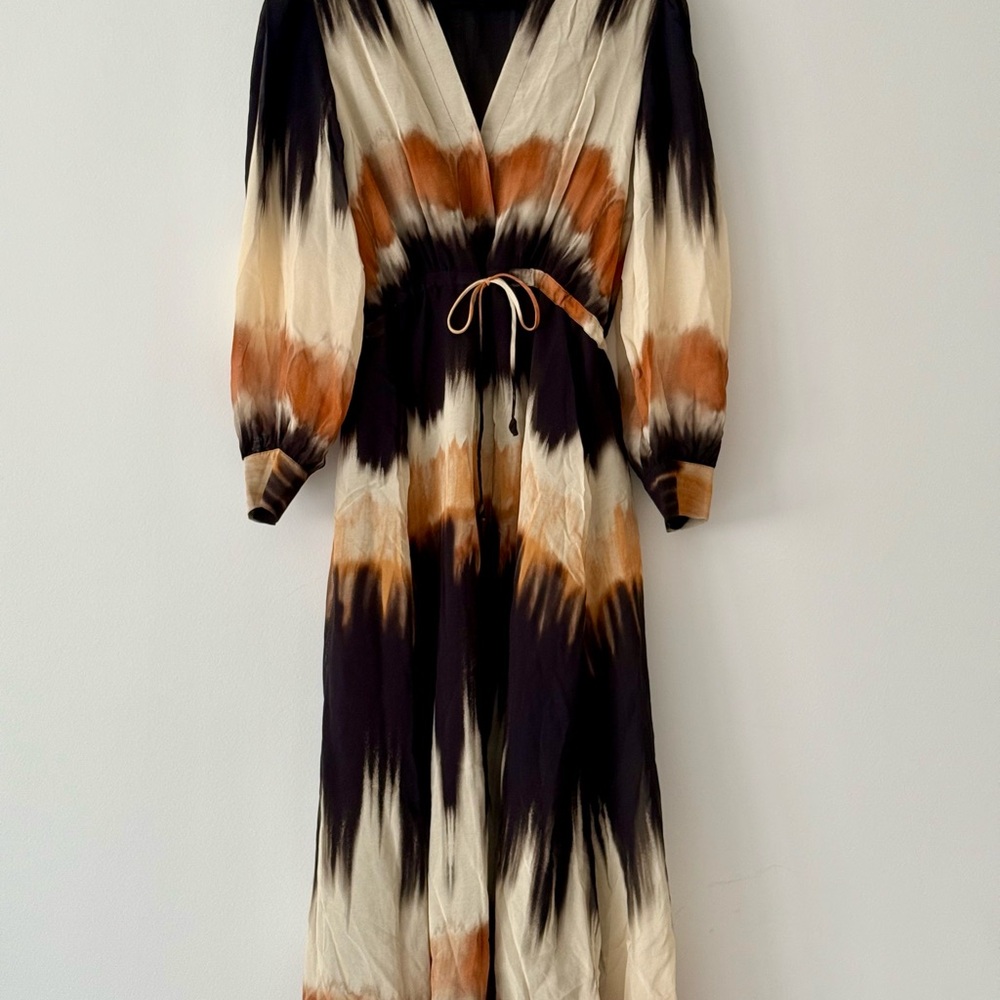 Zara Long Sleeve Dress - Black, Orange, Cream